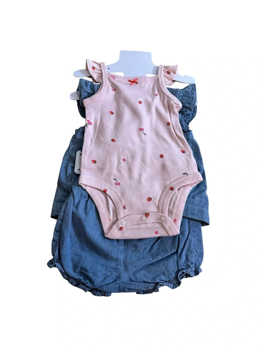 Baby 3-Piece Cherry/Strawberry Chambray Little Short Set 3M